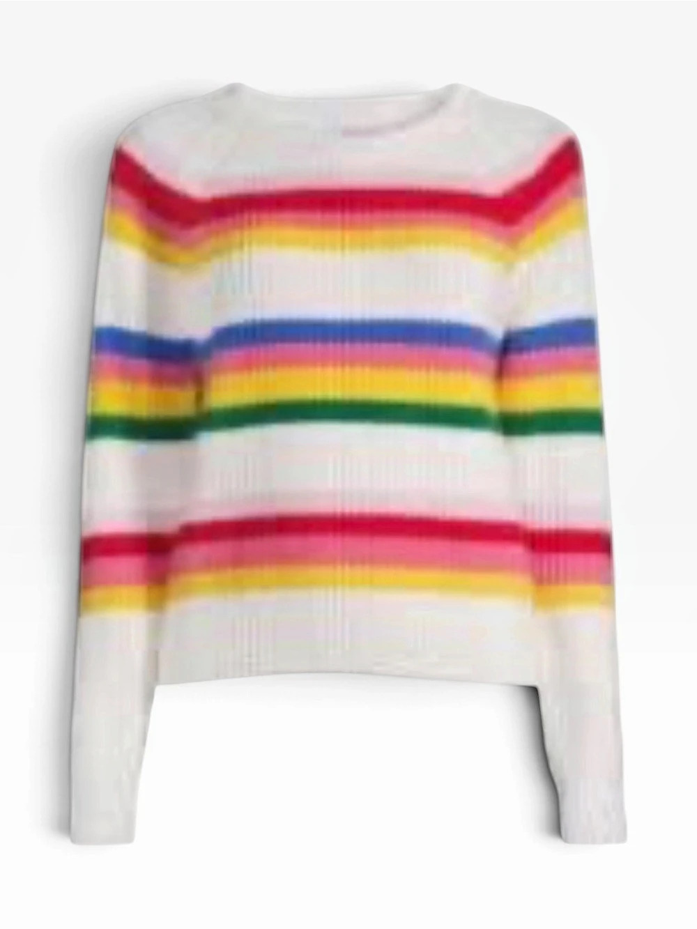White + Warren Rainbow-Striped Sweater Rainbow striped, Large